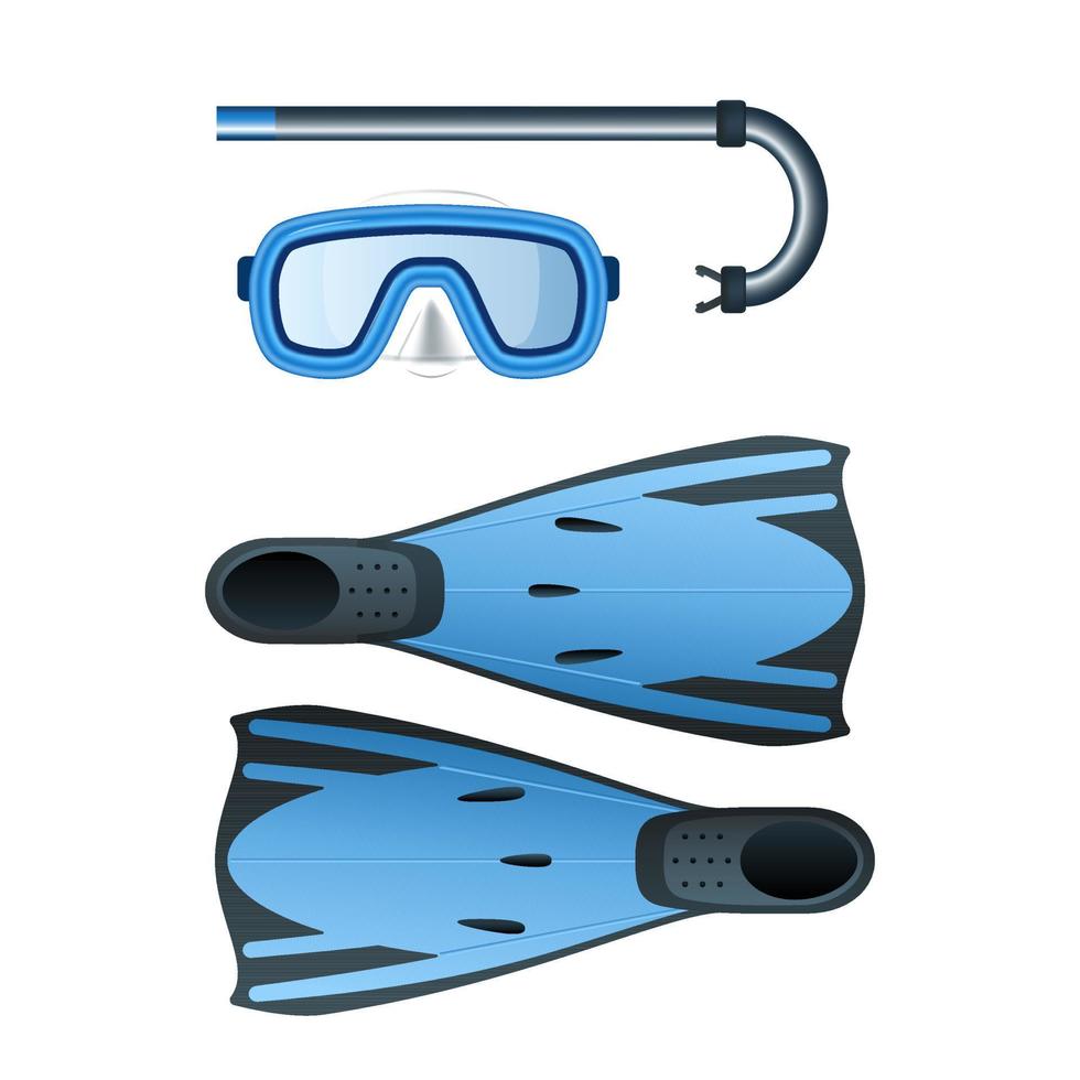 kit de buceo color azul con snorkel vector