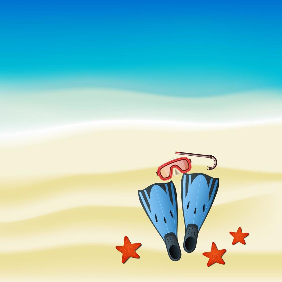 Diving colored kit with snorkel vector