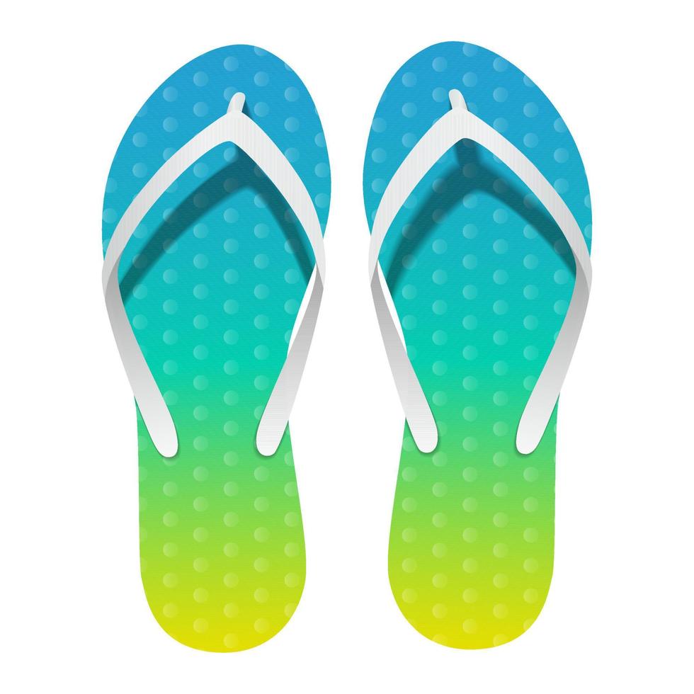Pair of rubber flip-flops with bright colors vector