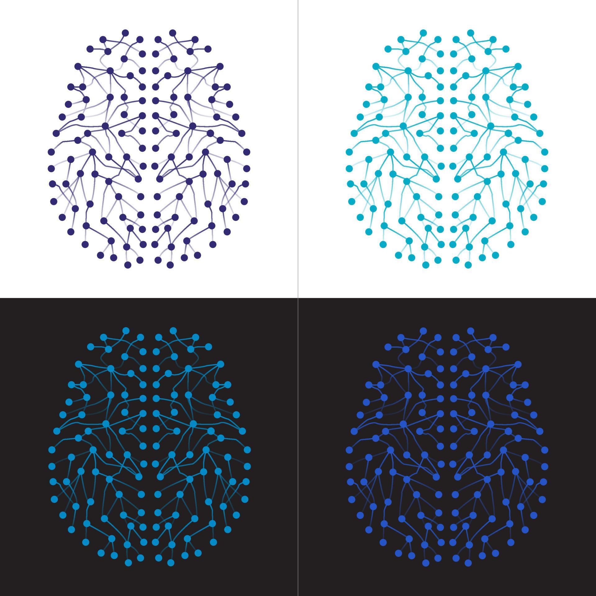 Set of four deep learning artificial neural networks 7410671 Vector Art ...