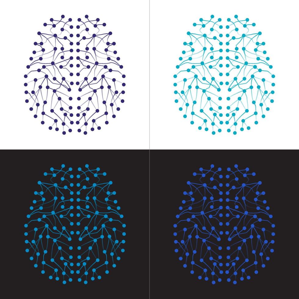 Set of four deep learning artificial neural networks vector
