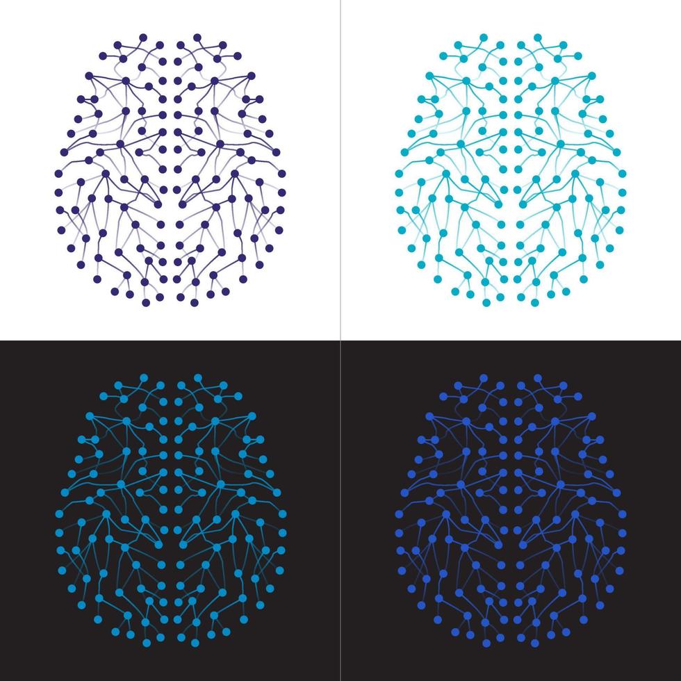 conjunto de cuatro redes neuronales artificiales de aprendizaje profundo vector