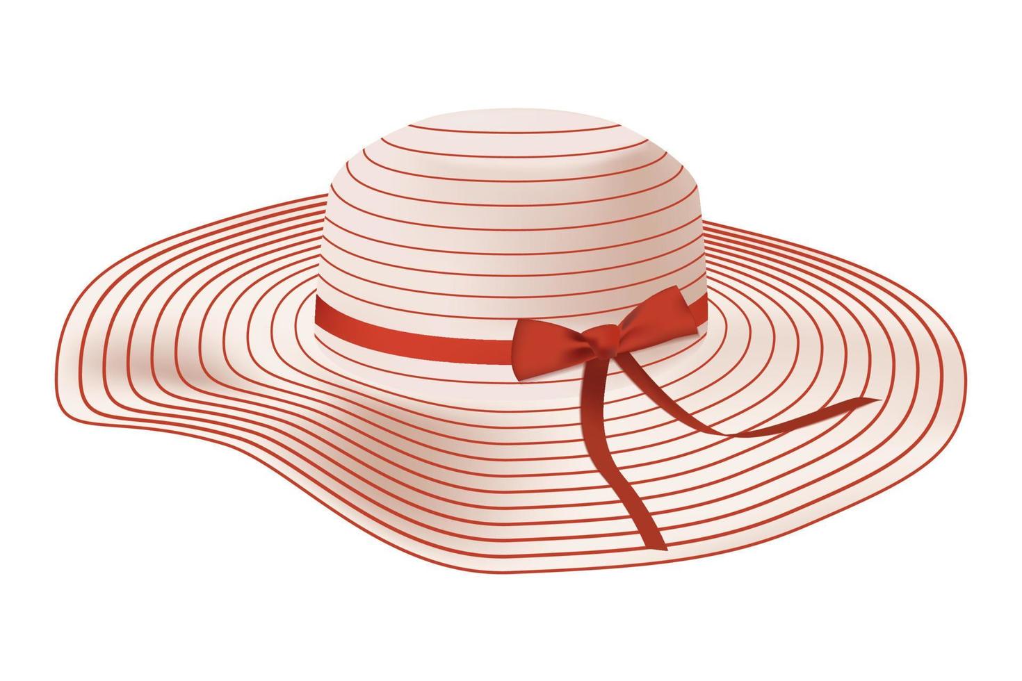 sombrero femenino de playa de moda con rayas rojas vector