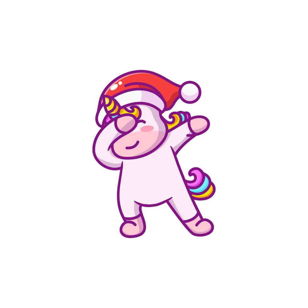 cute unicorn cartoon character with dabbing pose vector