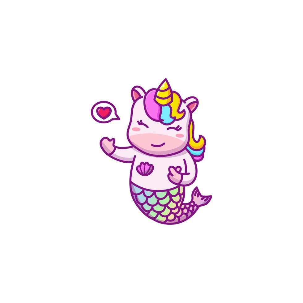 lindo personaje de dibujos animados de sirena unicornio vector