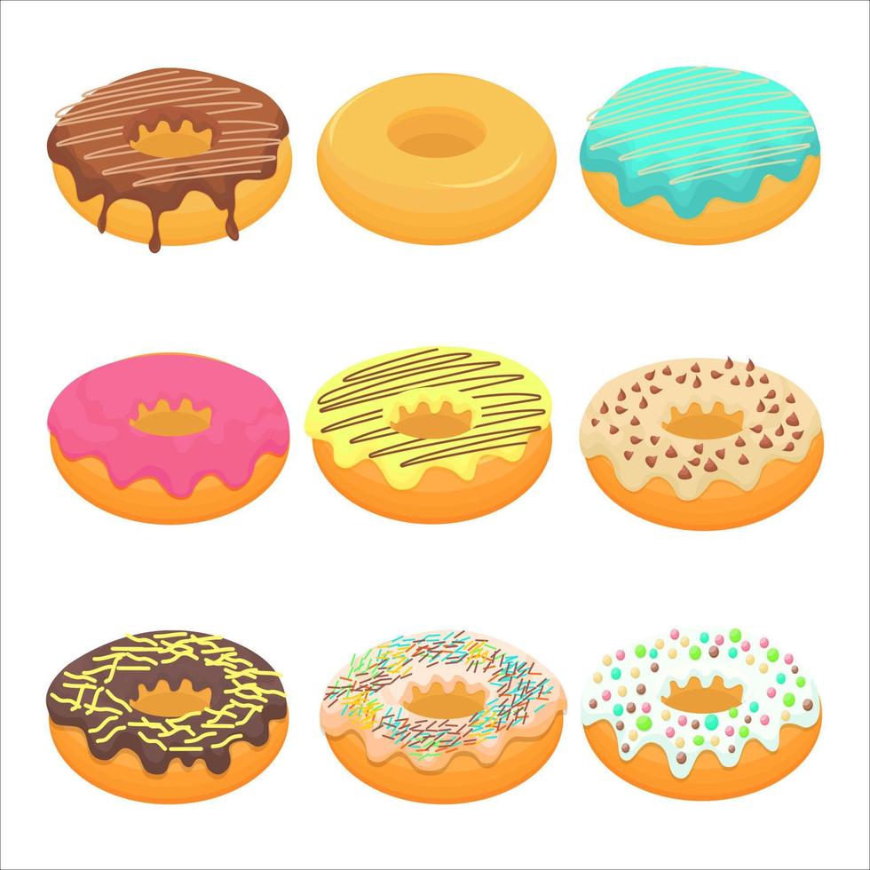 Donut vector set isolated on a white background. Donut collection.