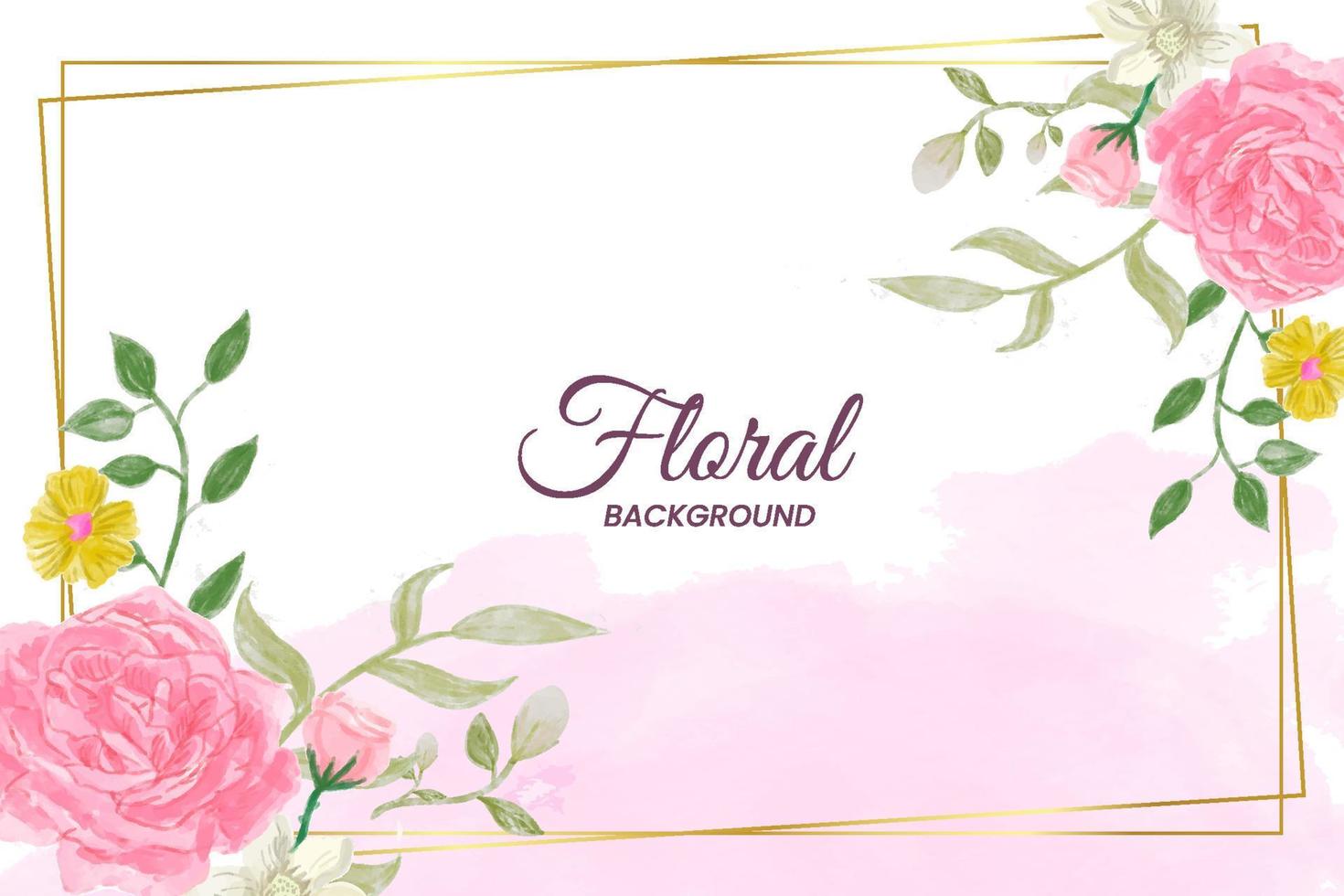 pink watercolor background with flower watercolor vector