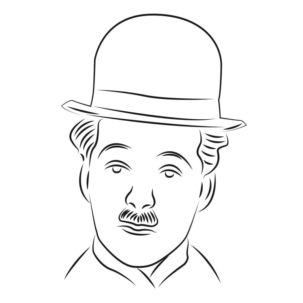 Charlie chaplin in line art style vector