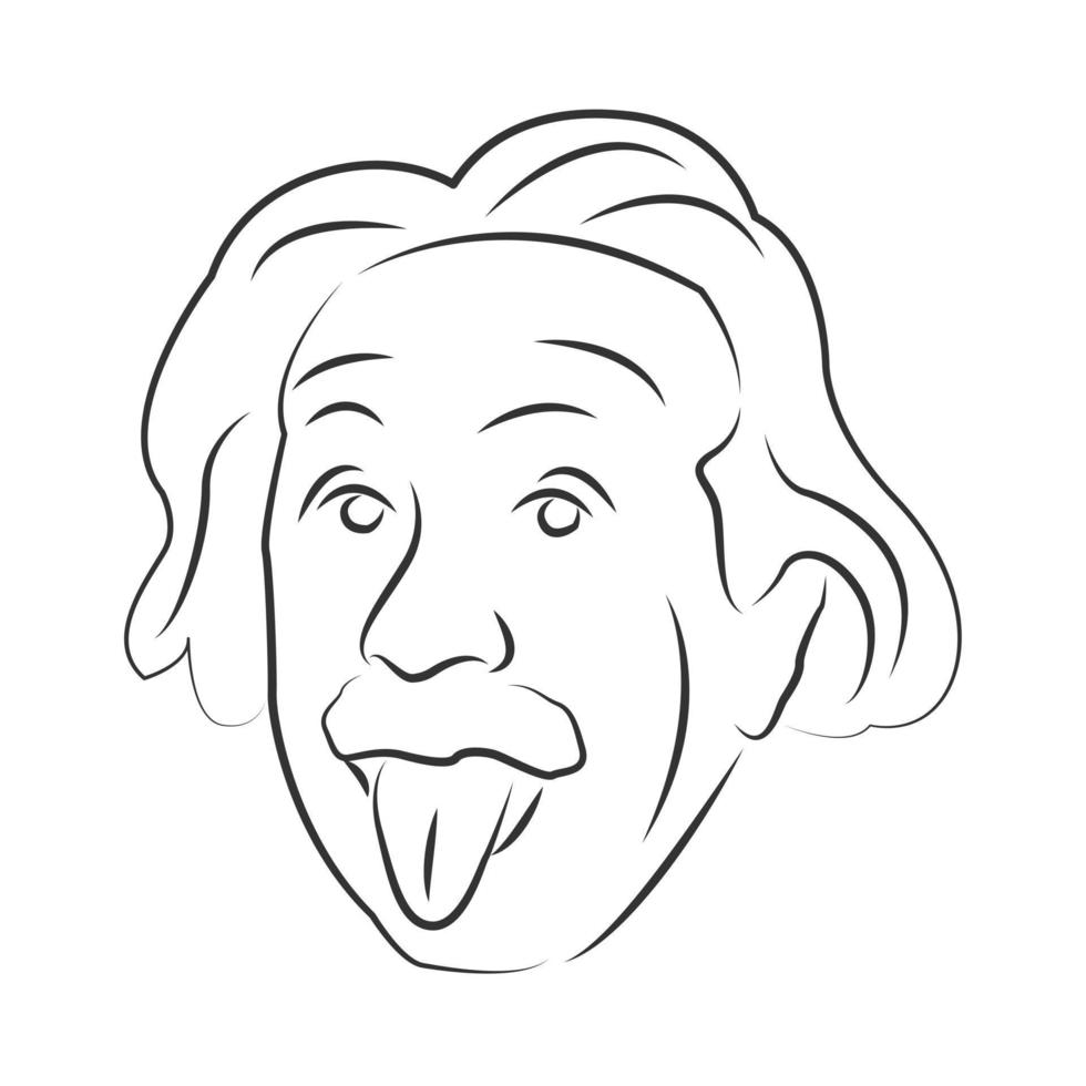 Albert einstein in cartoon minimal style vector