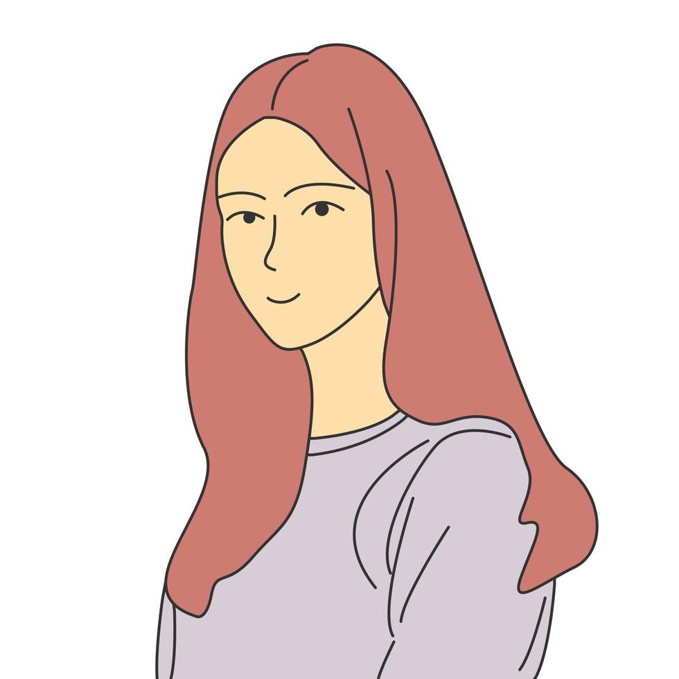 Beautiful girl character in minimal cartoon style vector