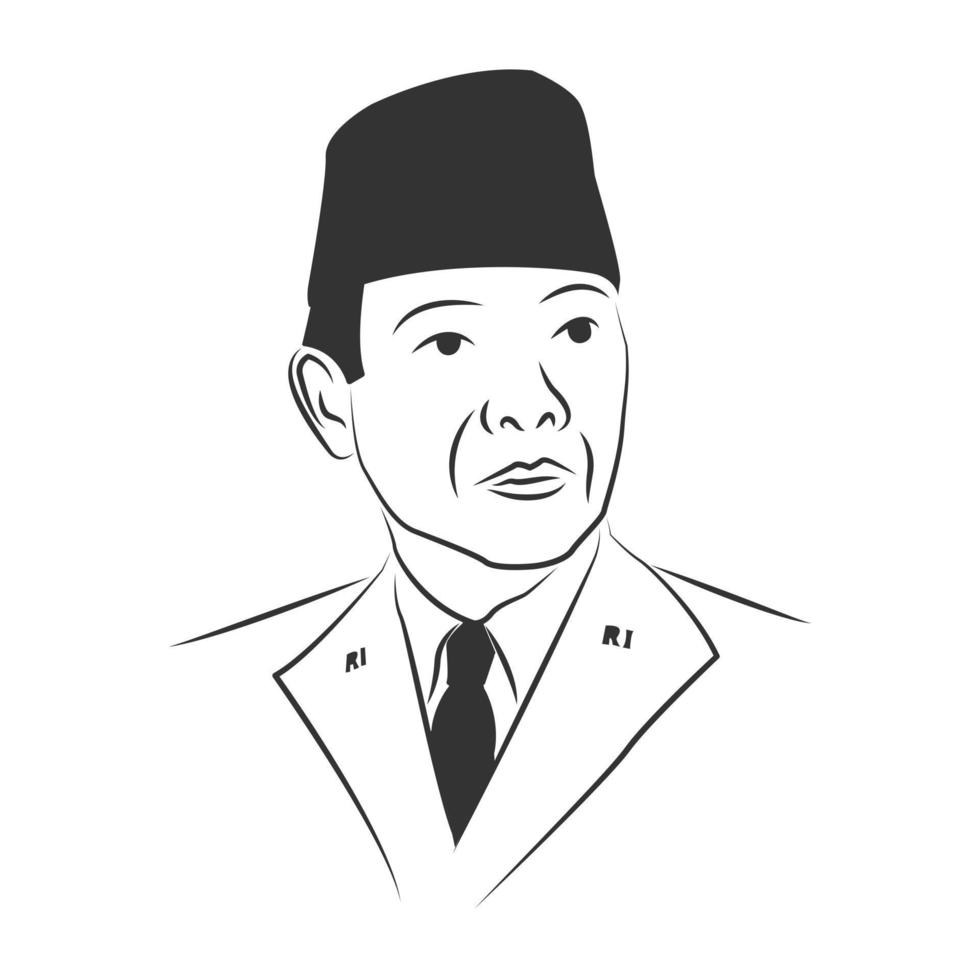 soekarno, el primer presidente de indonesia vector