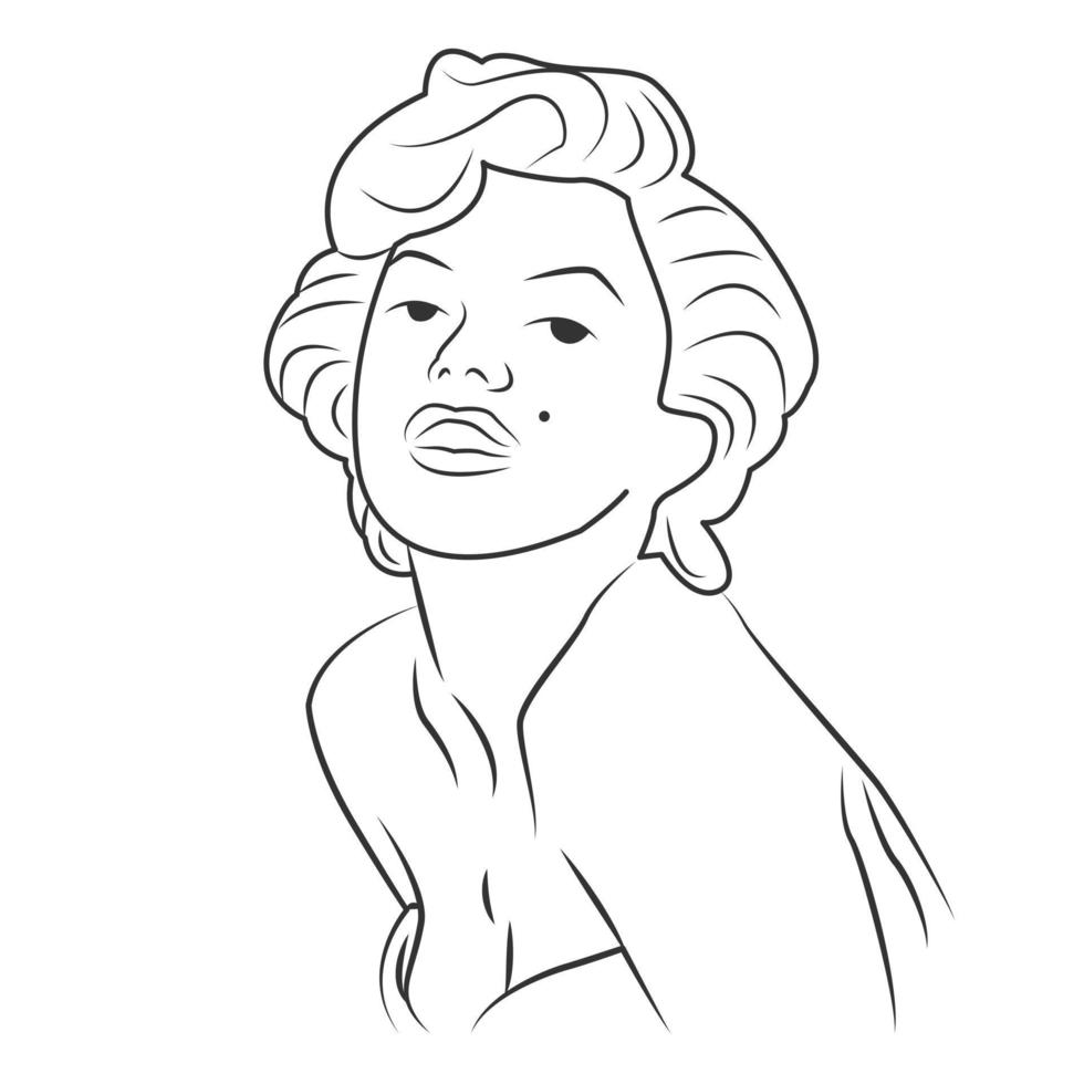 cara de marilyn monroe en estilo de arte lineal vector