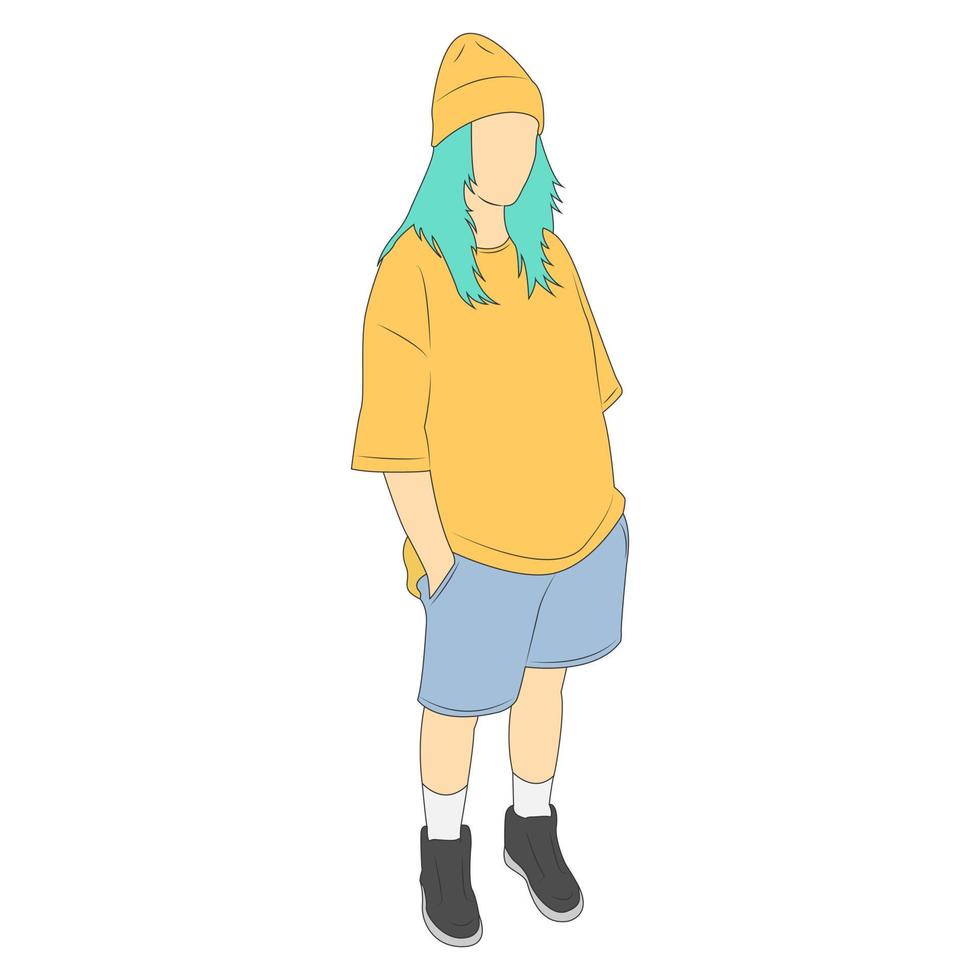 Billie eilish style in yellow and blue color vector