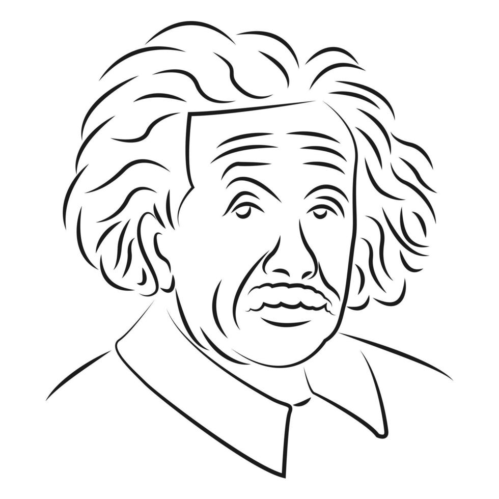 Albert einstein face art in line art style vector