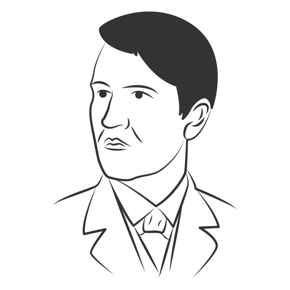 Thomas alva edison in line art style vector