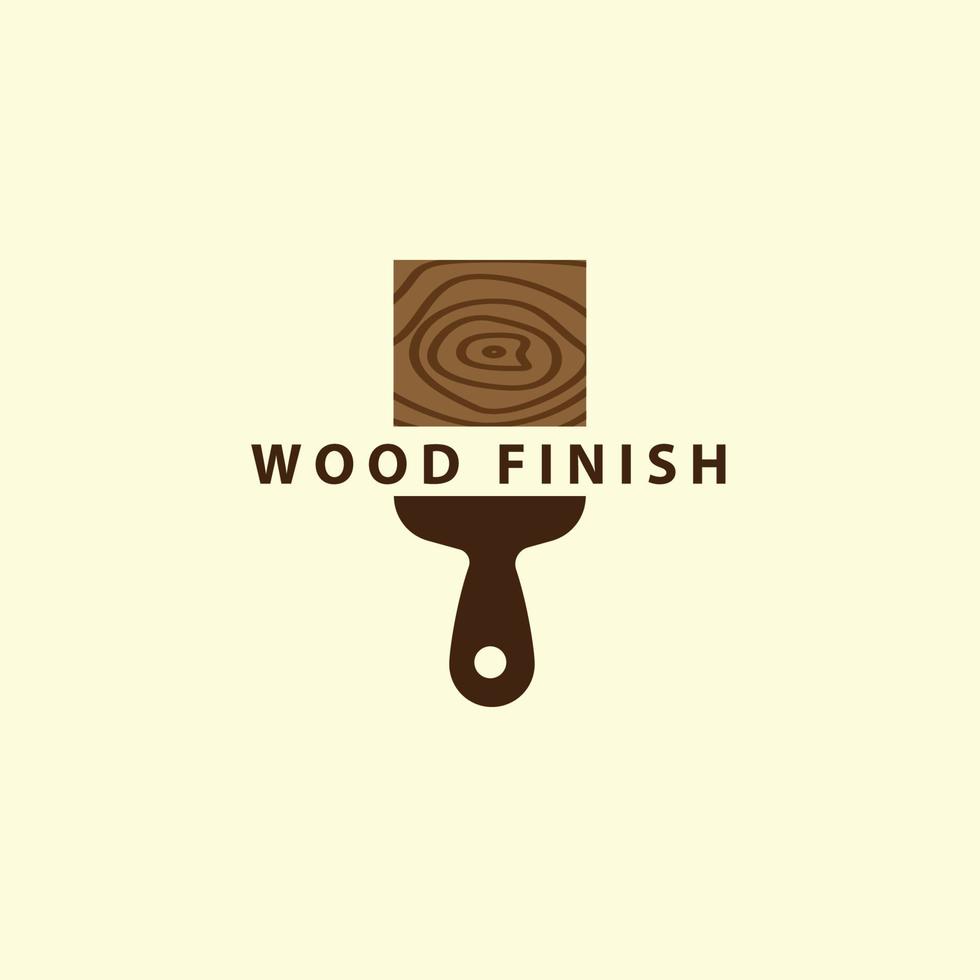 Design logo template. Illustration of brush and wood texture. Paint wood symbol. Finish work shaped. vector