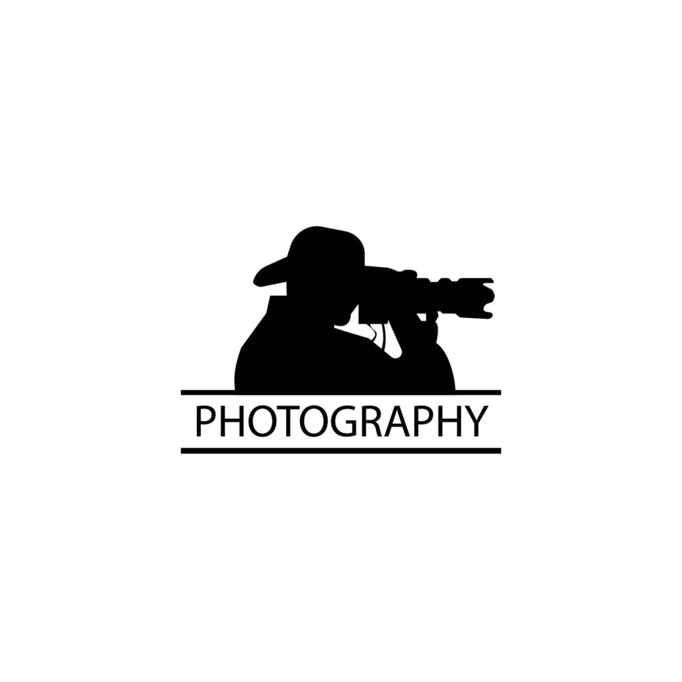 Silhouette of photographer and camera. Vector illustration.