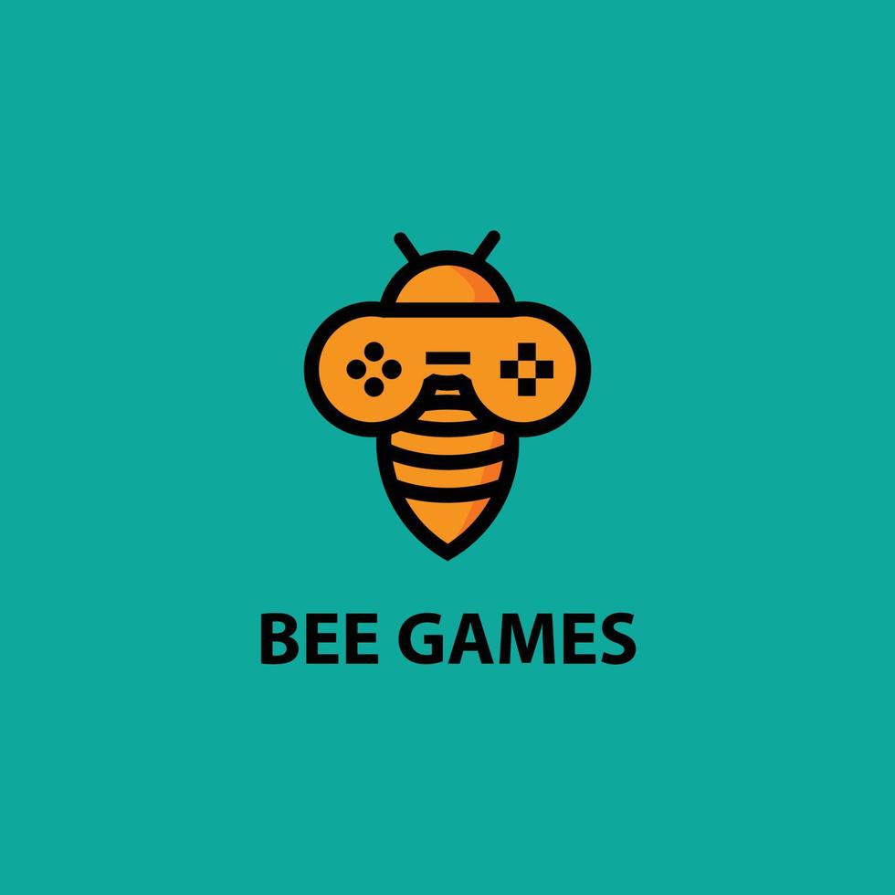 vector de icono de símbolo de abeja y juegos. logotipo de juegos de animales.