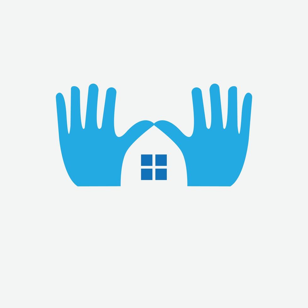 ilustración de vector de icono de mano y hogar adecuado.