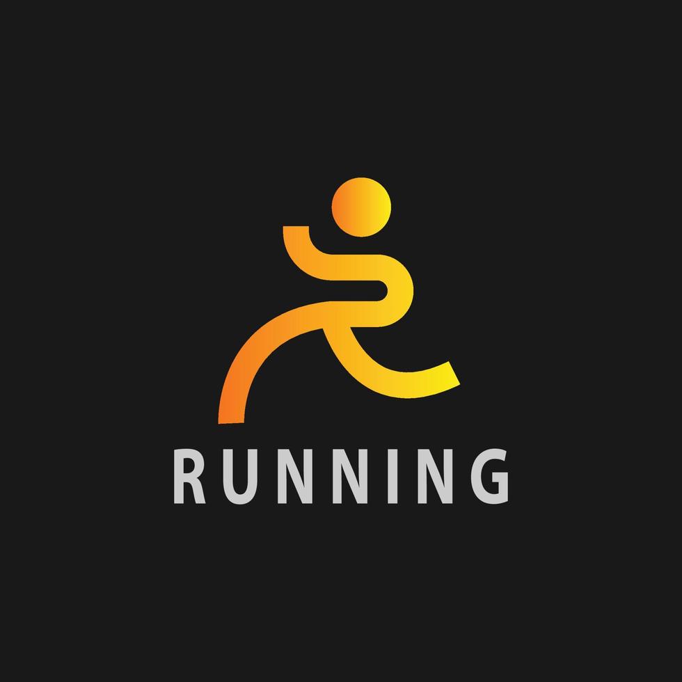 Running man logo vector line concept.