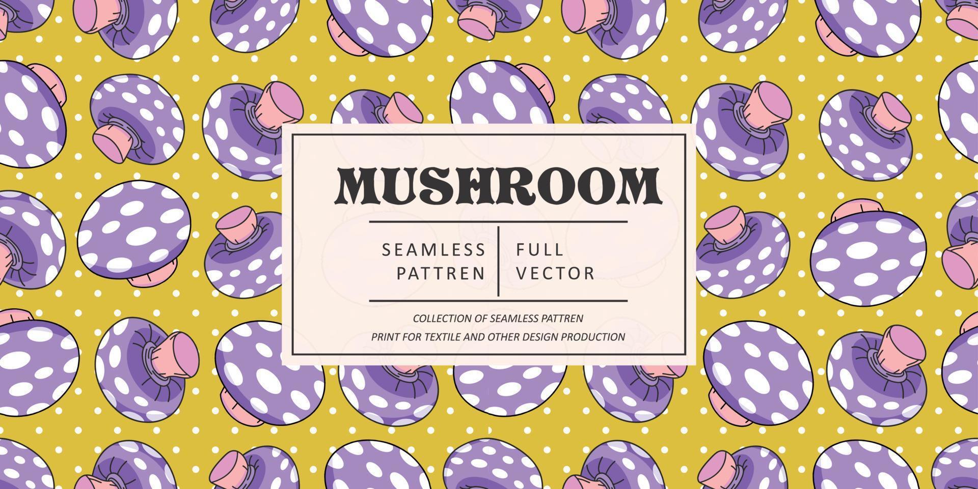 Mushroom pattern design. Autumn nature wallpaper. Wild forest pattern graphic. Mushrooms, psychedelic style background. Fantasy magic funny mushrooms vector