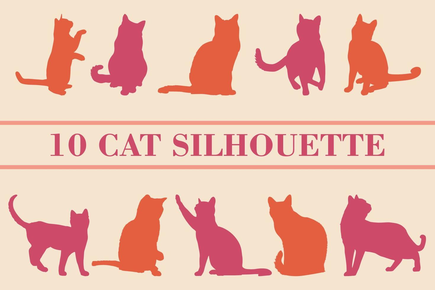 Set of cats Silhouettes background vector