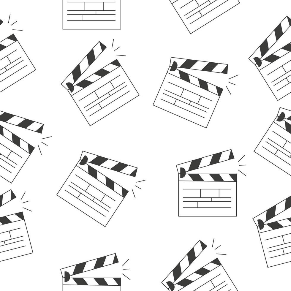 Linear clapper icon for the movie seamless pattern. A firecracker for filmmaking. Board for a film set vector illustration on white background.