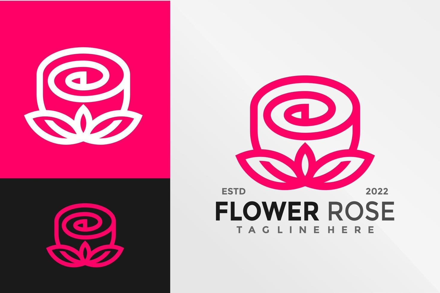 flor rosa línea logo diseño vector ilustración plantilla