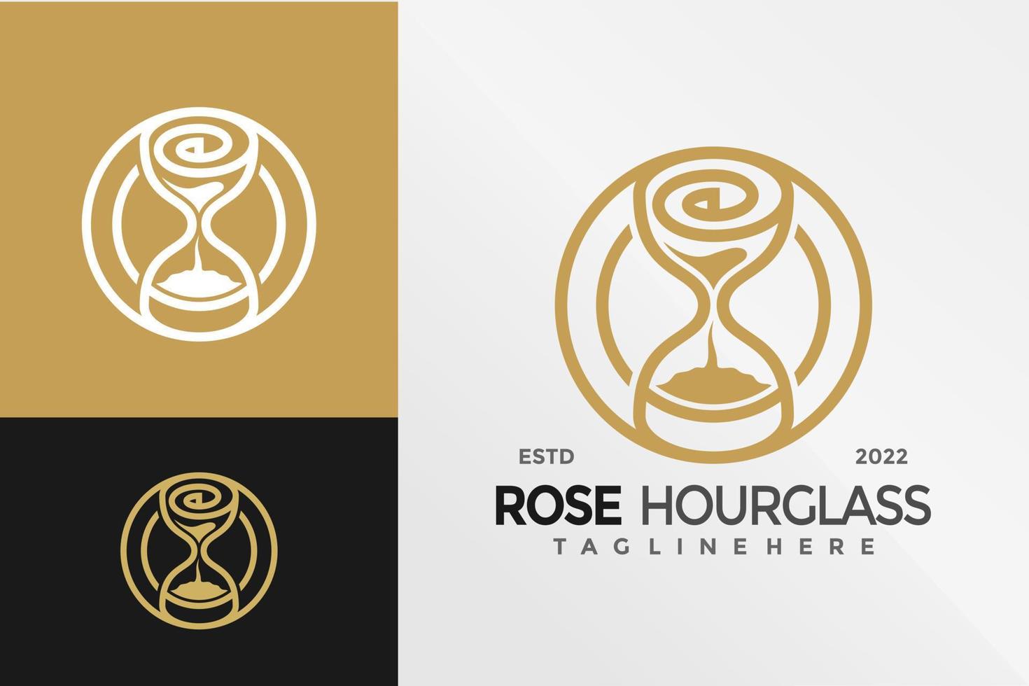 flor rosa reloj de arena logo diseño vector ilustración plantilla