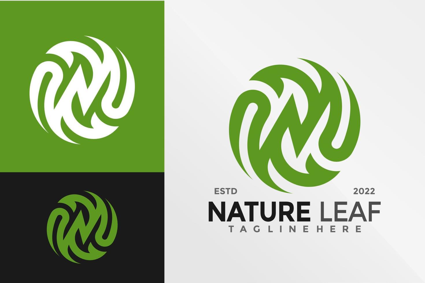 Initial N Nature Leaf Logo Design Vector illustration template