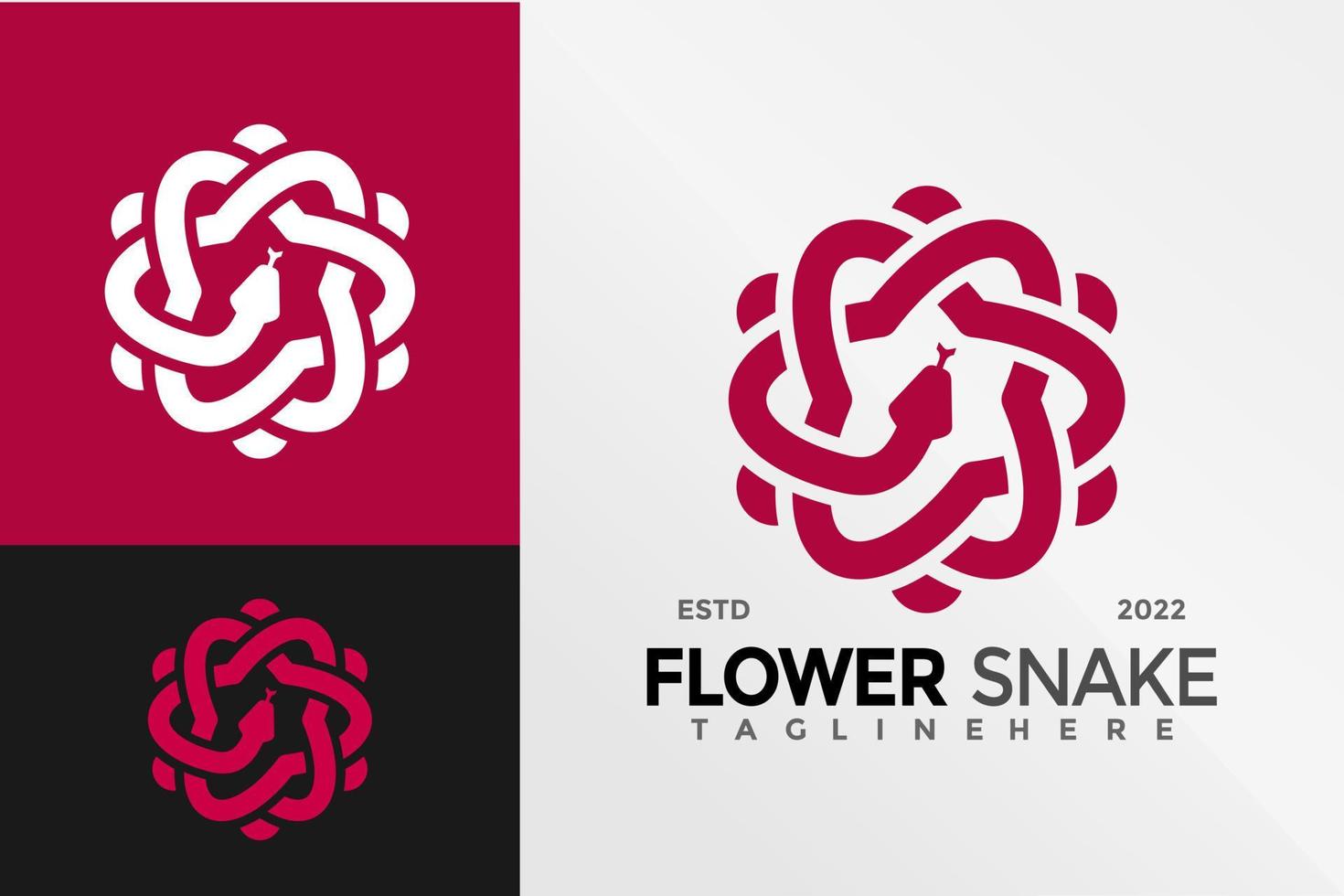 Flower Snake Logo Design Vector illustration template