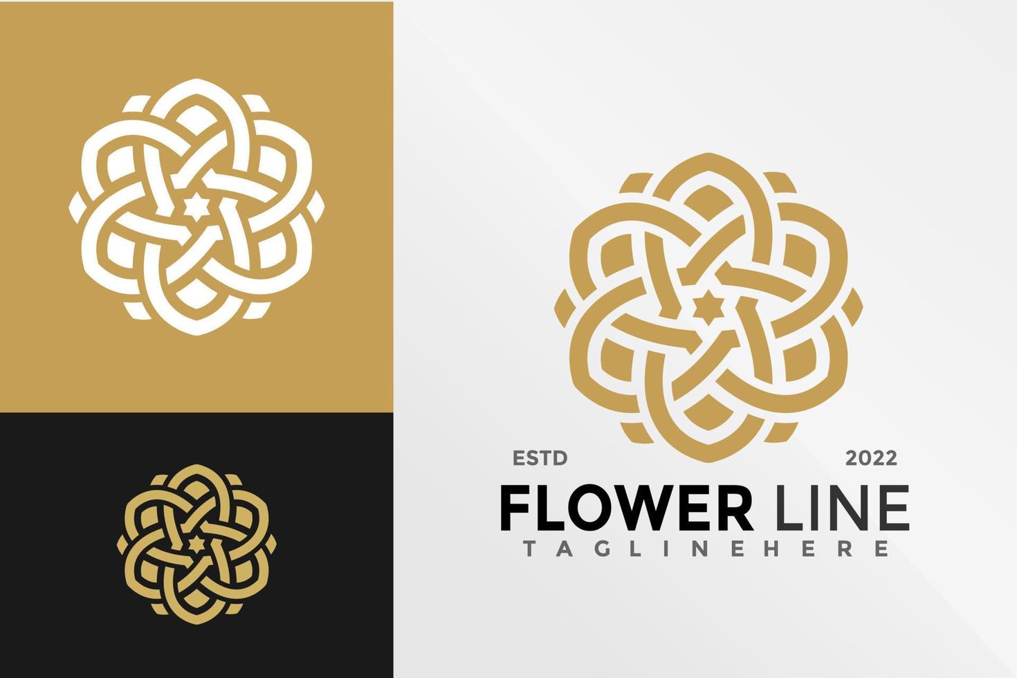 plantilla de ilustración de vector de diseño de logotipo de arte de línea de flor de lujo