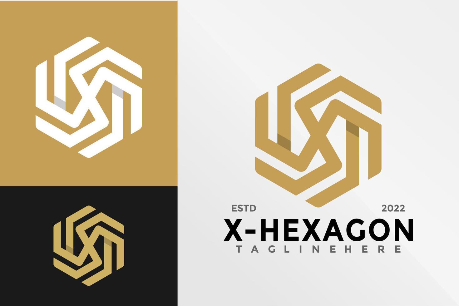 letra x plantilla de ilustración de vector de diseño de logotipo hexagonal