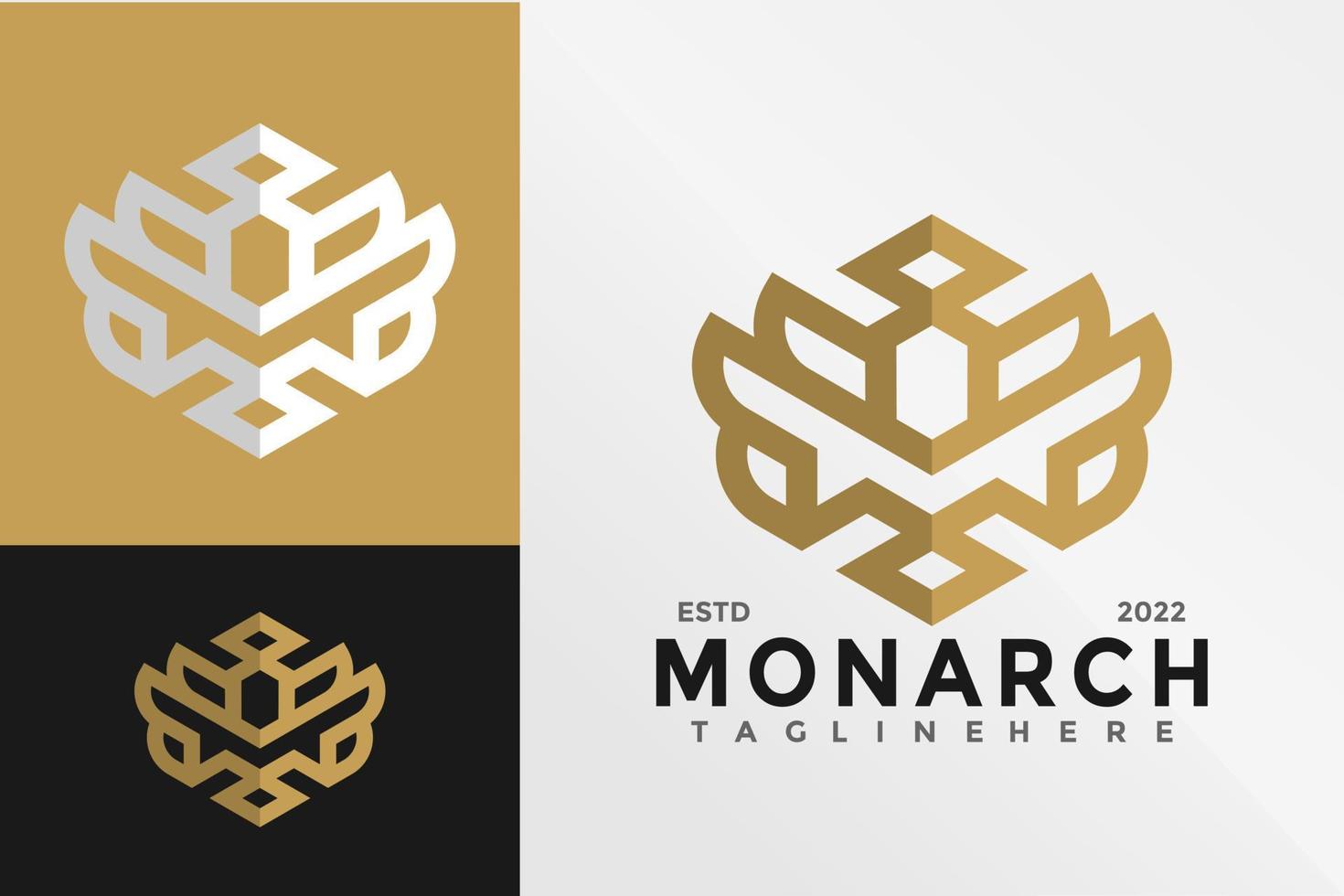 Letter M Lion Monarch Logo Design Vector illustration template
