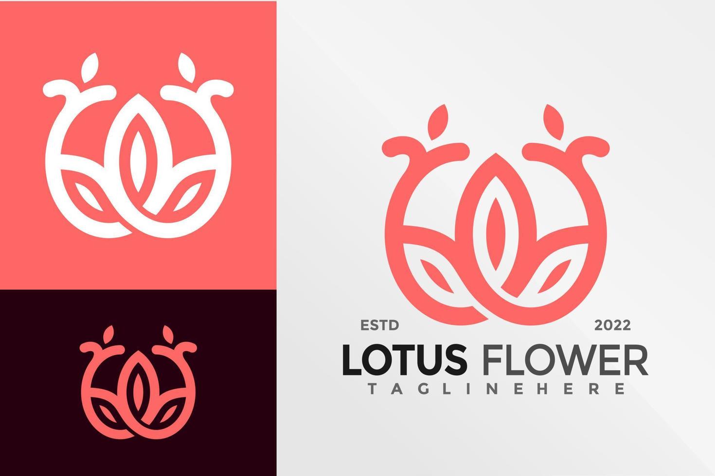 plantilla de ilustración de vector de diseño de logotipo de línea de loto de belleza