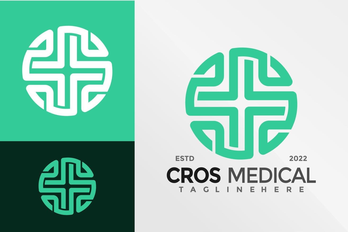 Cross Medical Spin Logo Design Vector illustration template