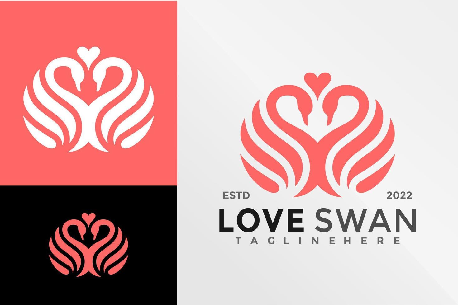 Plantilla de ilustración de vector de diseño de logotipo de cisne de amor