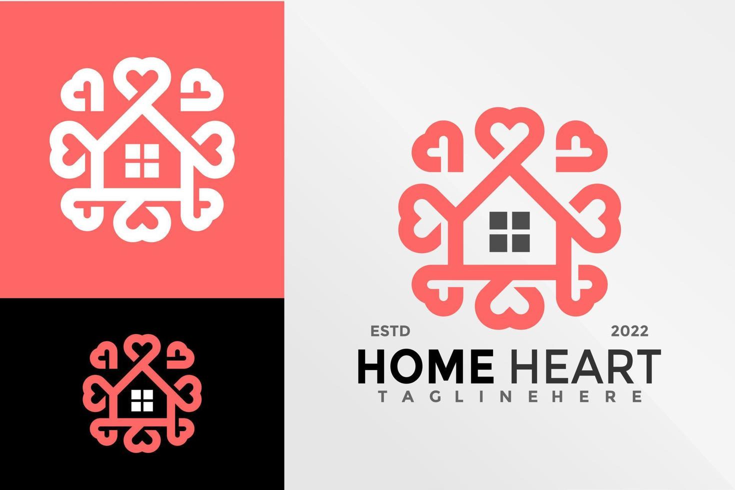 plantilla de ilustración de vector de diseño de logotipo de amor de corazón de hogar