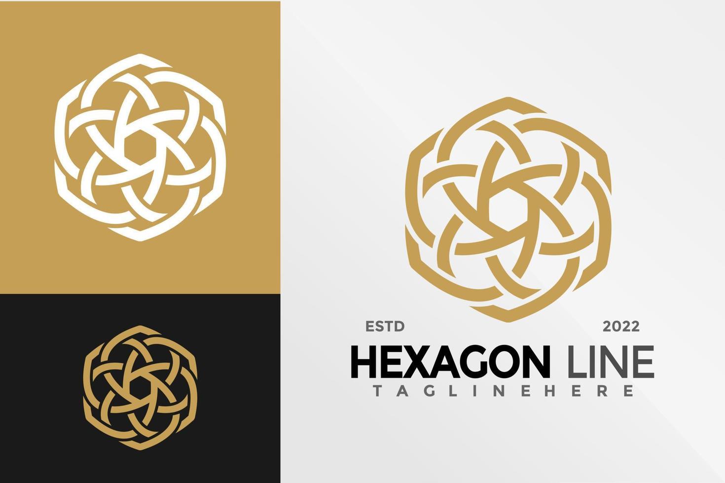 plantilla de ilustración vectorial de diseño de logotipo adornado hexagonal de lujo vector