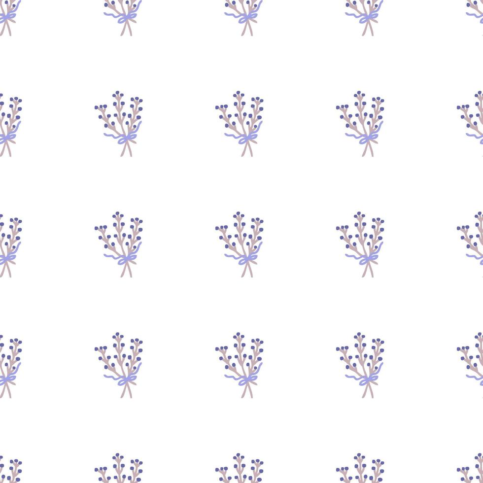 Bouquet of lavender branches with bow seamless pattern. vector