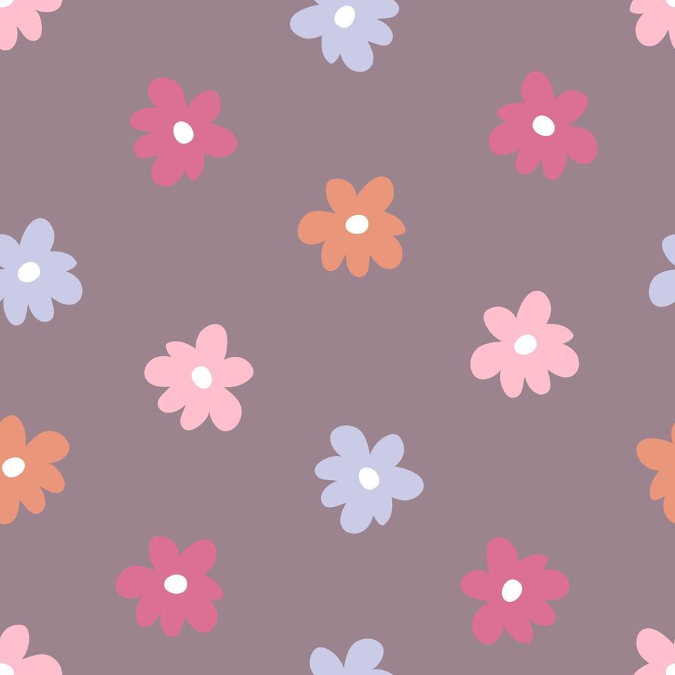 Summer simple seamless pattern with multicolour flowers. vector