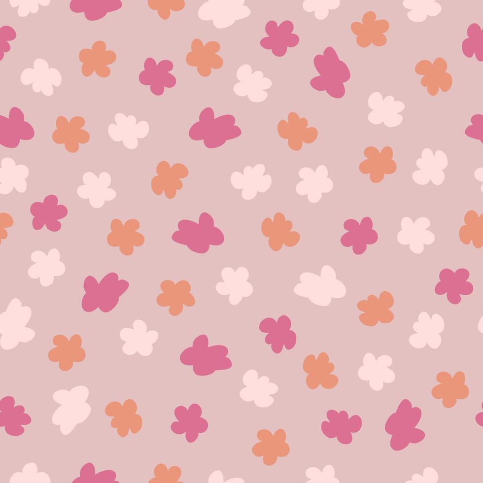 Abstract square seamless pattern with flowers in 1970s style. vector