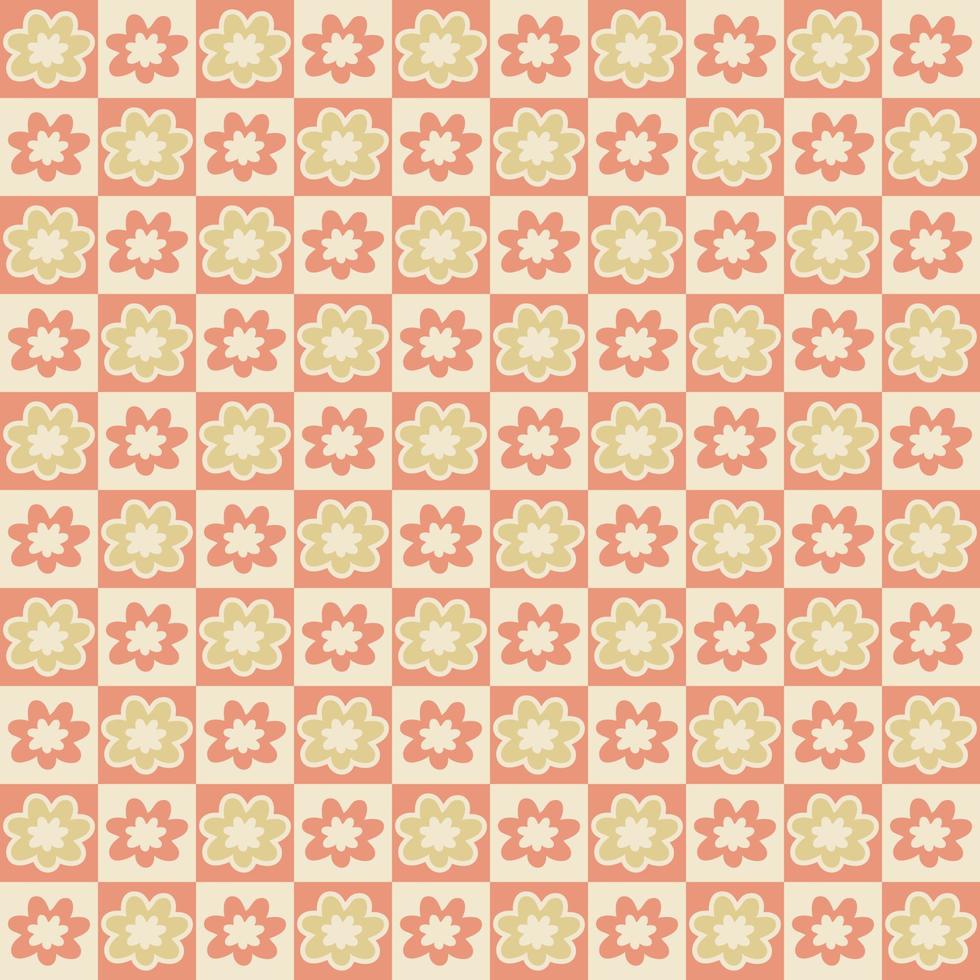 Groovy flowers hippie aesthetic seamless pattern. vector