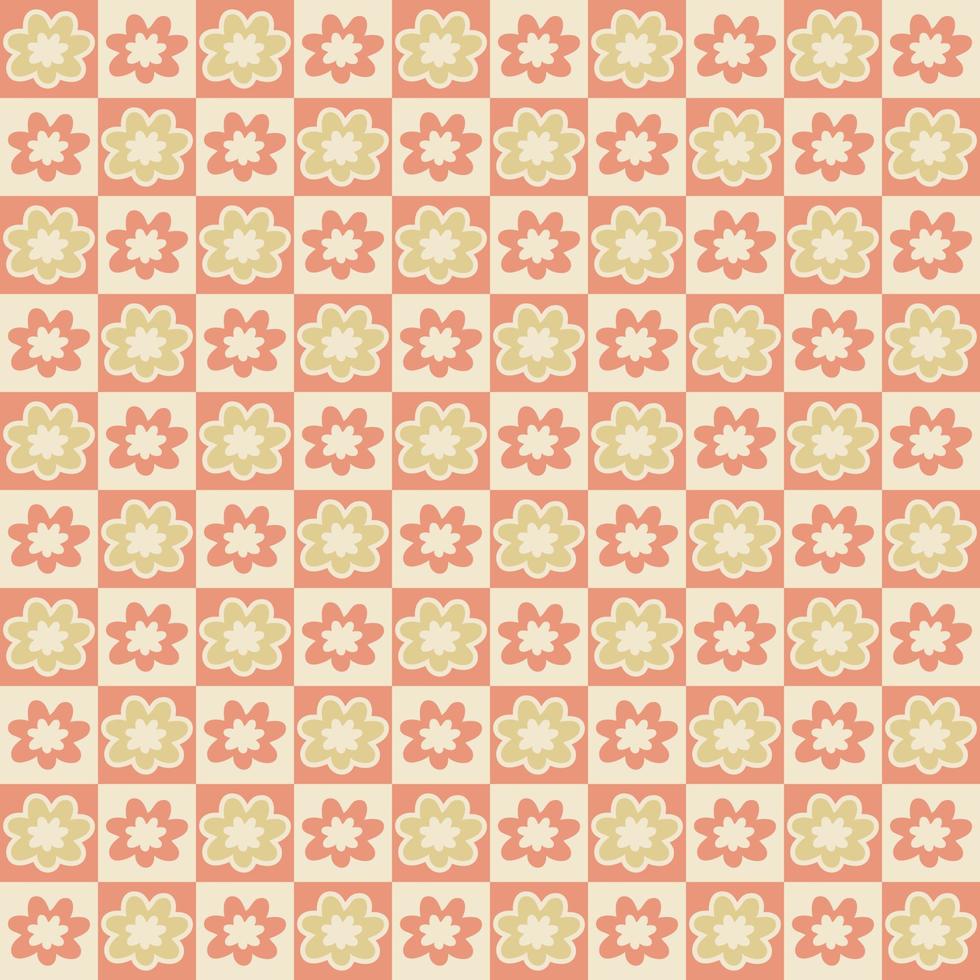 Groovy flowers hippie aesthetic seamless pattern. vector