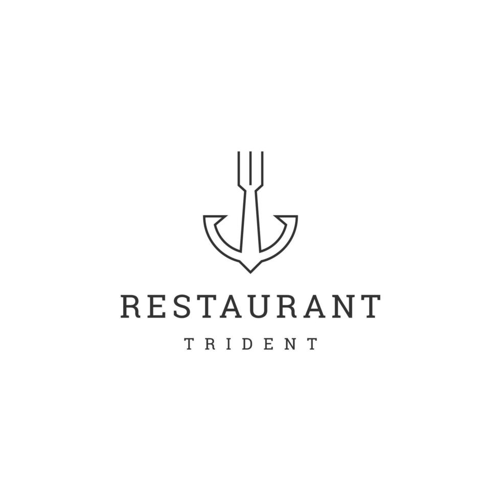 restaurante tenedor y tridente línea arte logotipo icono diseño plantilla vector plano