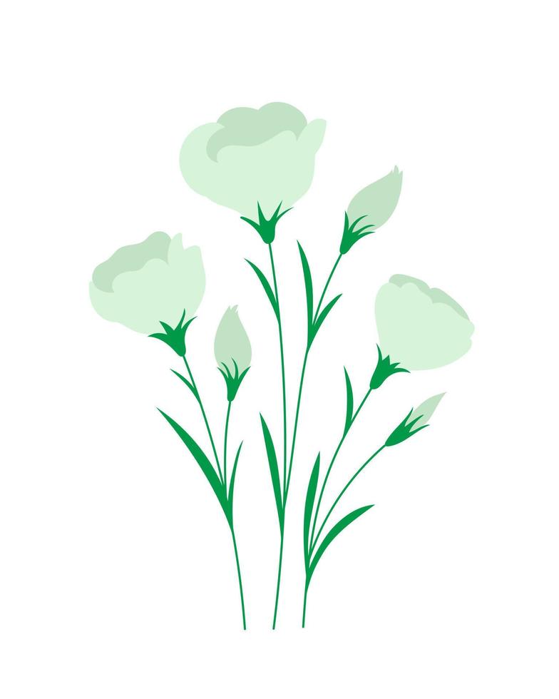 eustoma lisianthus flores para el diseño de decoración. ilustración floral. vacaciones, cumpleaños, diseño romántico de flores. vector