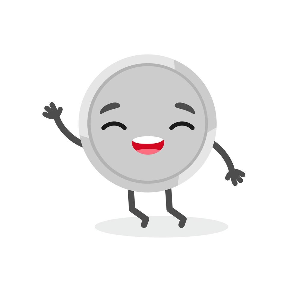 Cute smile emotional coin character. Funny vector cartoon money isolated on white background