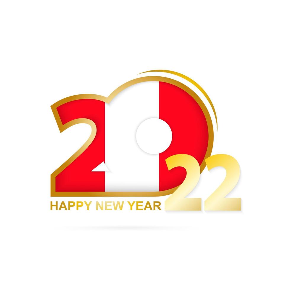Year 2022 with Peru Flag pattern. Happy New Year Design. vector