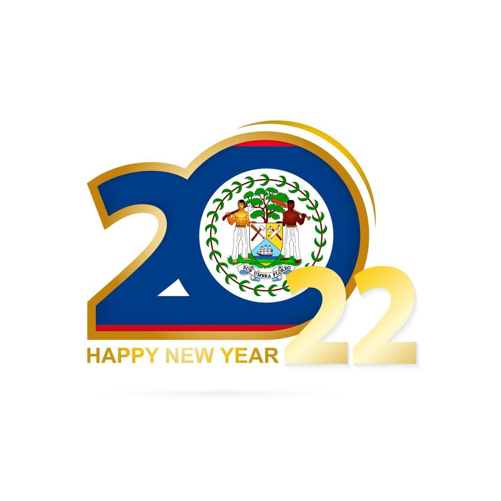 Year 2022 with Belize Flag pattern. Happy New Year Design. vector