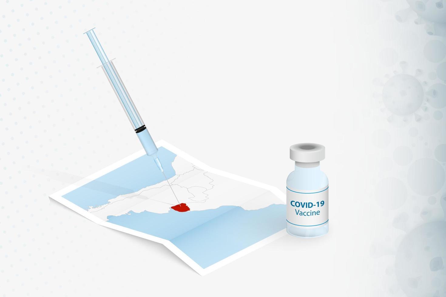 Uruguay Vaccination, Injection with COVID-19 vaccine in Map of Uruguay. vector